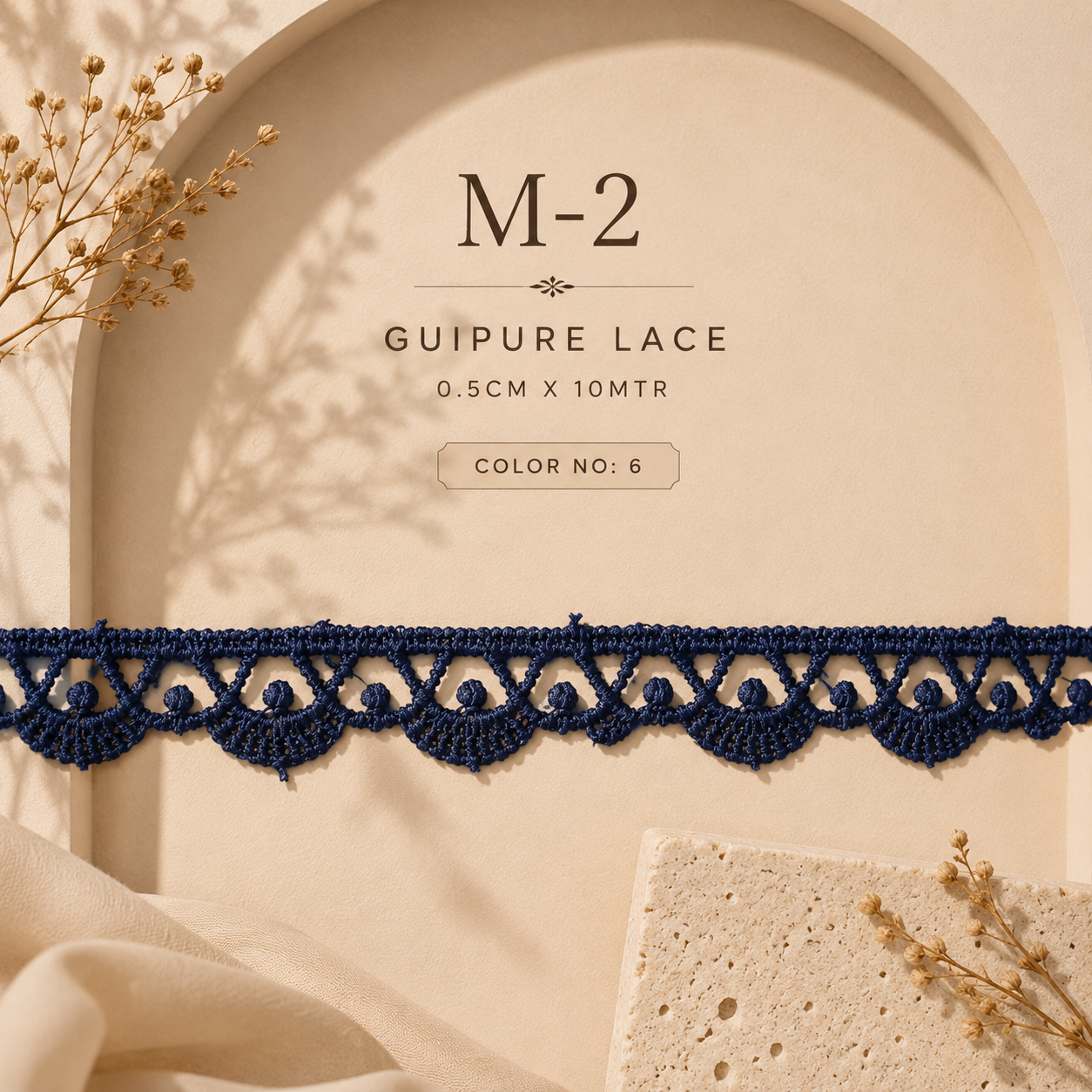 Guipure Lace Trimming – 0.5CM x 10MTR M-2 (M2)