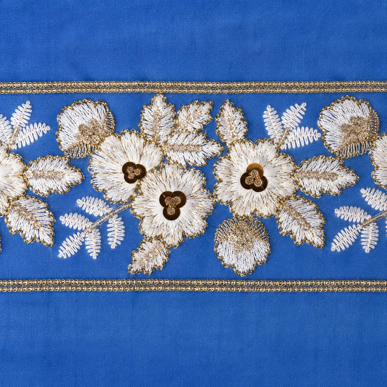 MX-15 Premium Cotton Lace with Sequins Trim 5.5CM x 10Y for Abayas, Kaftans &amp; Dresses