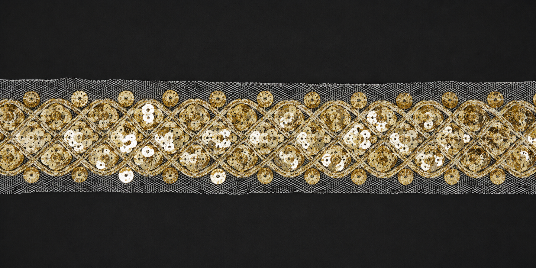 MX-16 Sequin Net Lace Trim – 3CMx 15 Yards