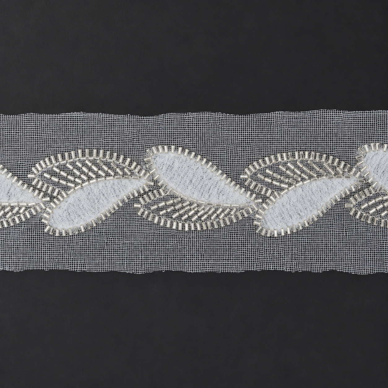 H-1/WHT Beaded Net Lace Trim