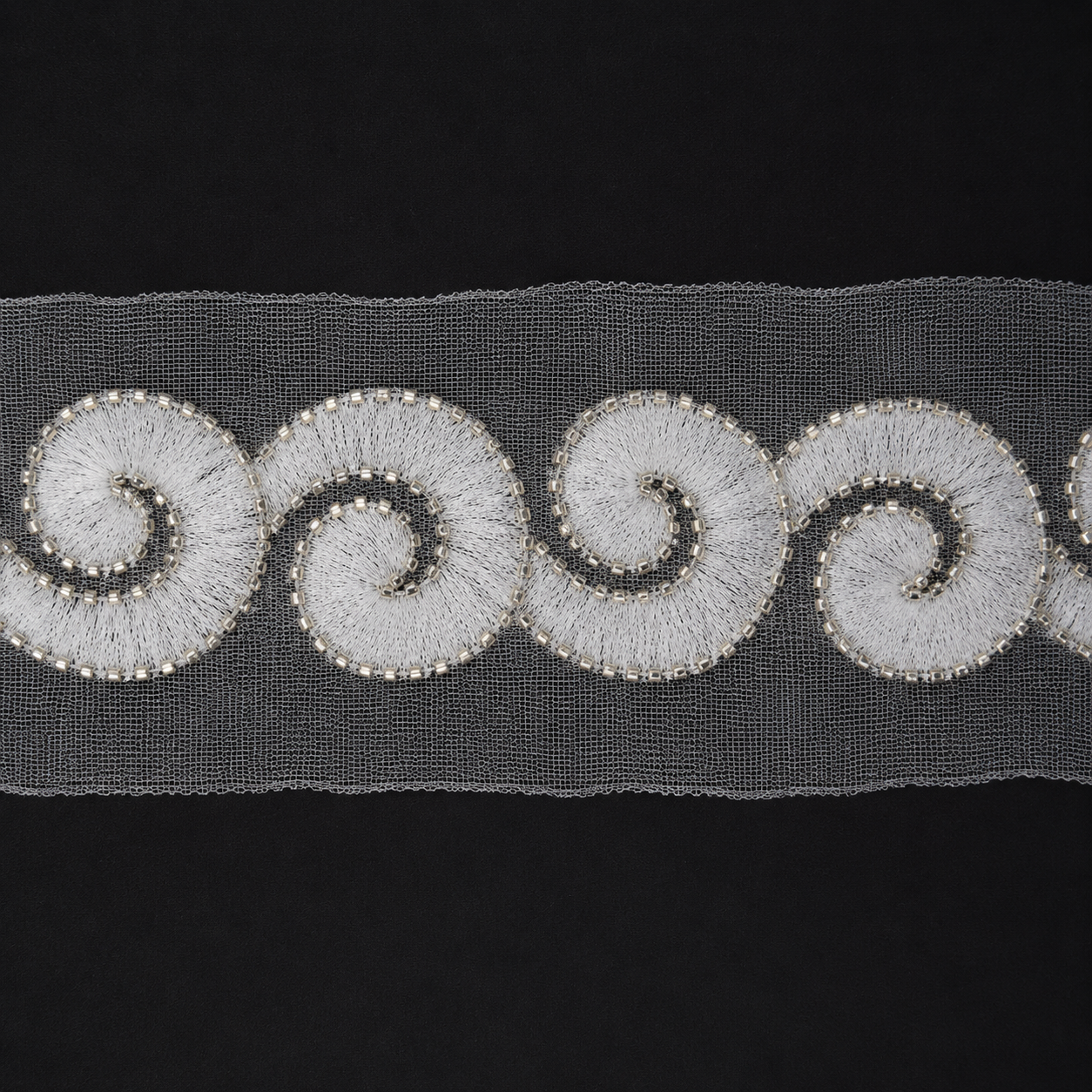 1-1/64G Premium Net Beaded Lace Trim – 7CM x 11Y