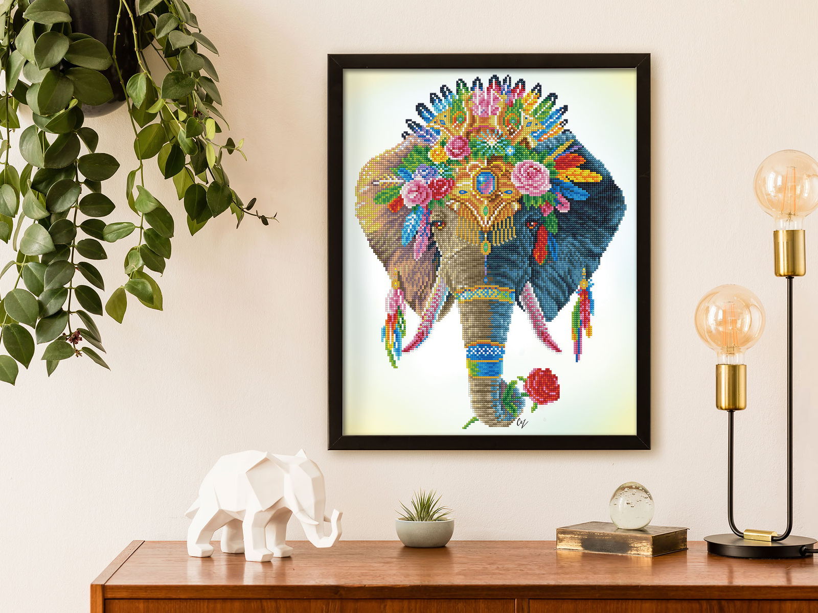 DIAMOND FACET ART KIT: BOHEMIAN ELEPHANT 20.1 X 16.1 IN (DD11.002)