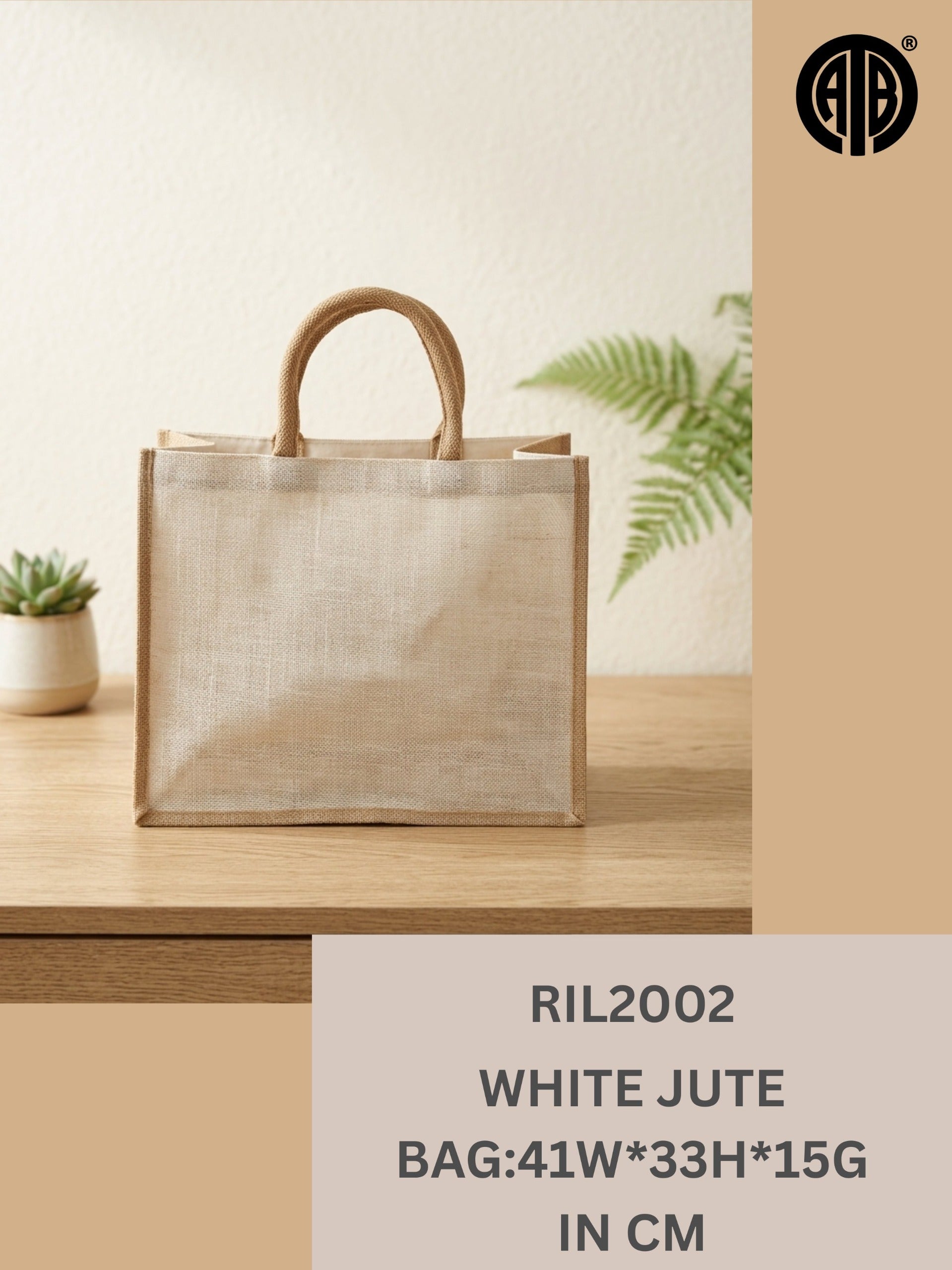 White Jute Bag – Eco-Friendly Reusable Tote Bag RIL2002
