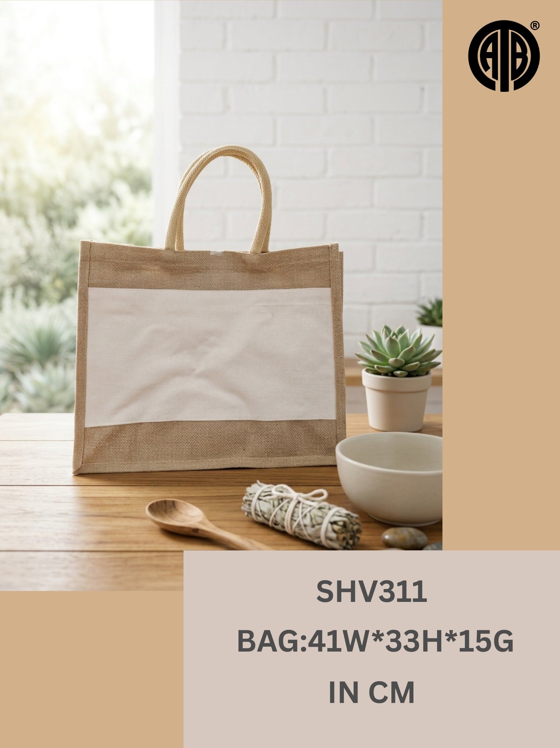 Eco-Friendly Jute Canvas Tote Bag SHV311
