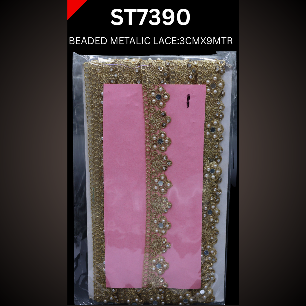 BEADED METALIC LACE ST7390