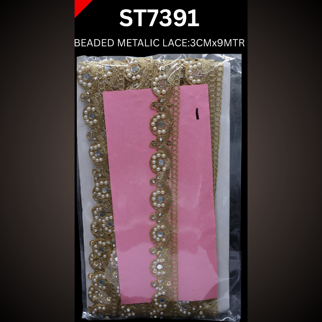 BEADED METALIC LACE ST7391