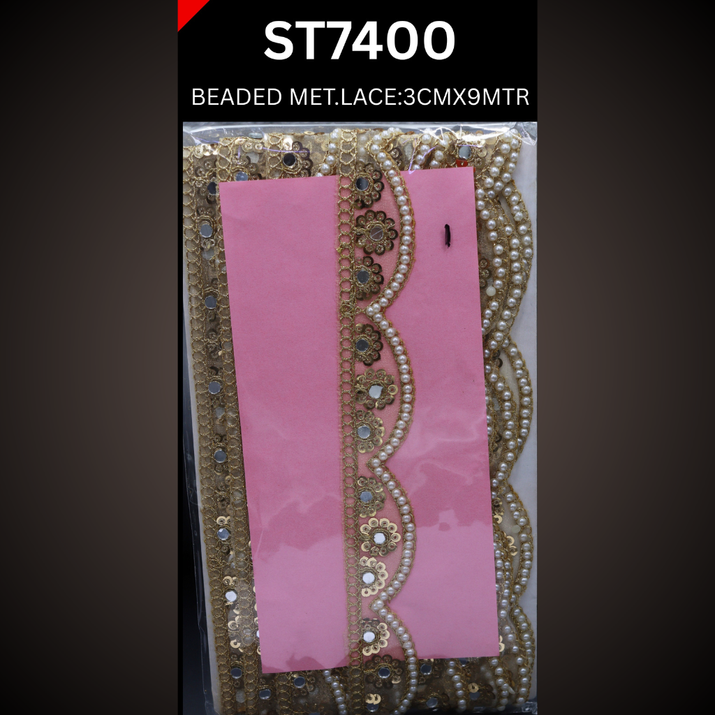 BEADED METALIC LACE ST7400