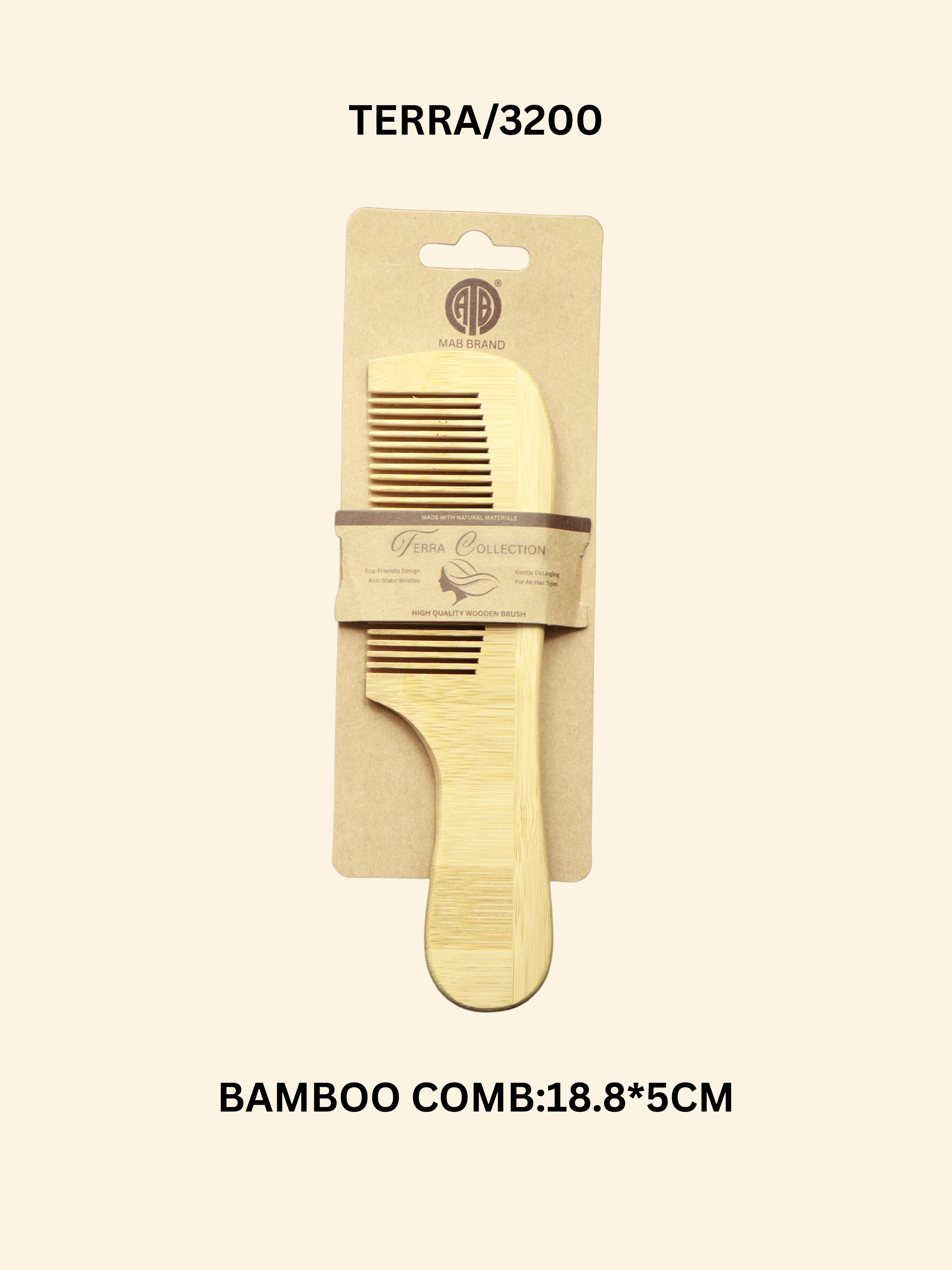 TERRA 3200 Bamboo Comb (18.8 × 5 cm)