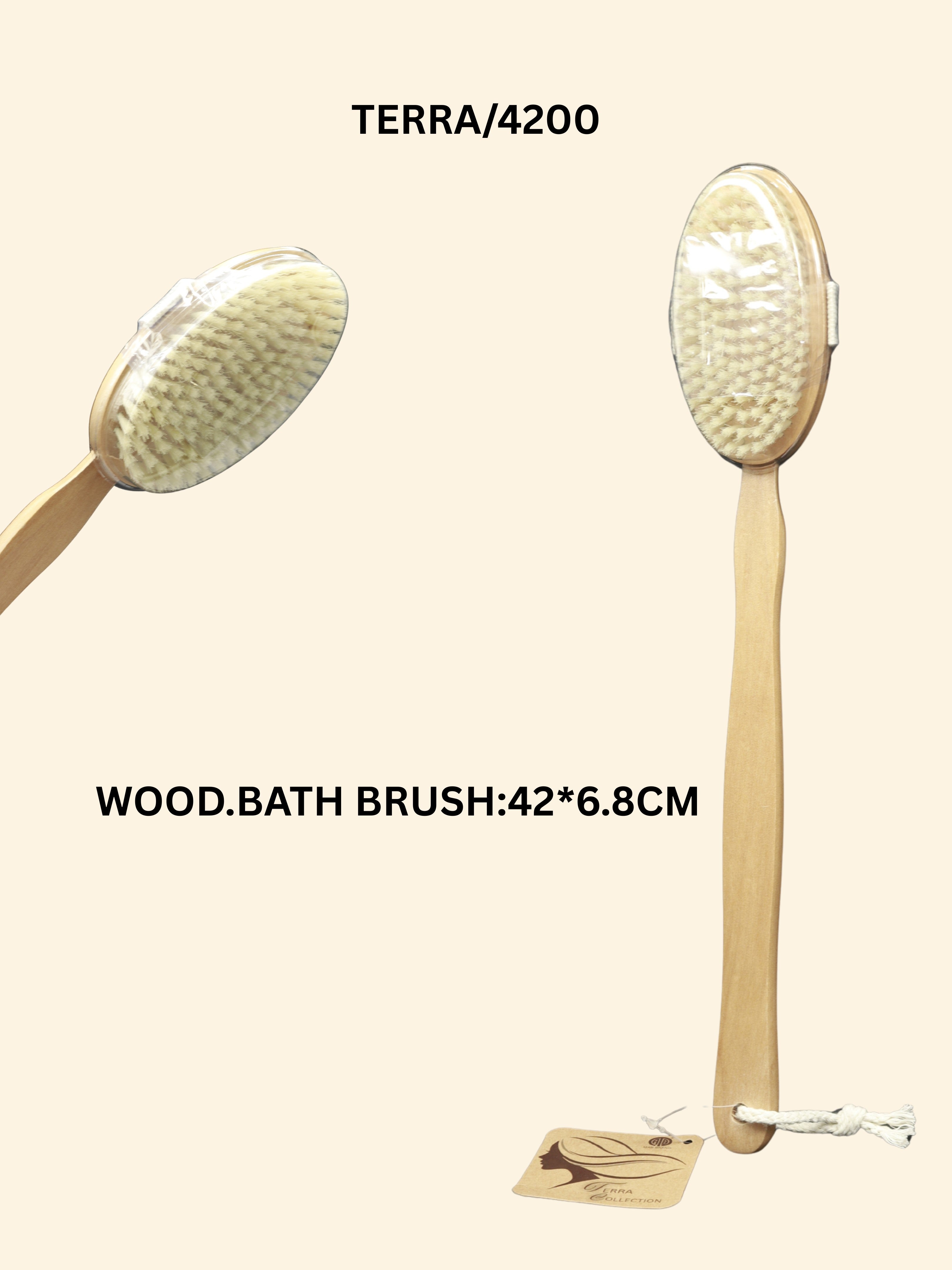 TERRA 4200 Wooden Bath Brush (42 × 6.8 cm)