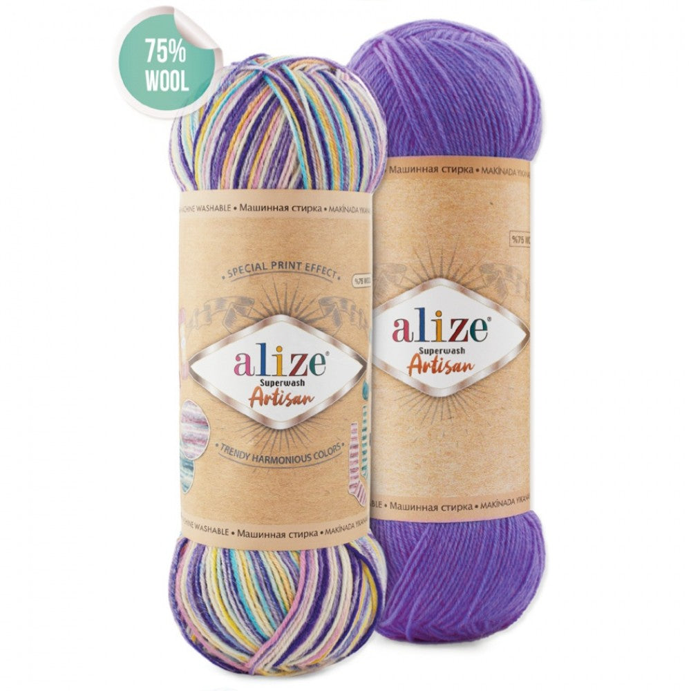 SW WOOL/POLY YARN:100Gx5(500GR) (ALIZE/S.WASH ARTISAN)