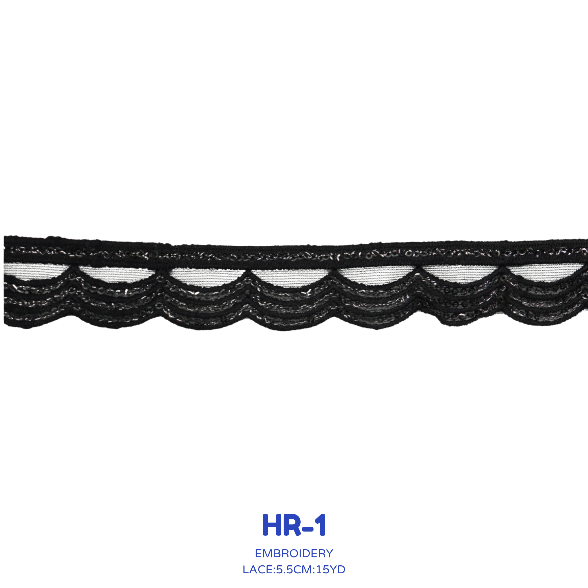 Luxury Embroidery Lace Trim 5.5cm x 15 Yards | Scalloped Design – HR-1