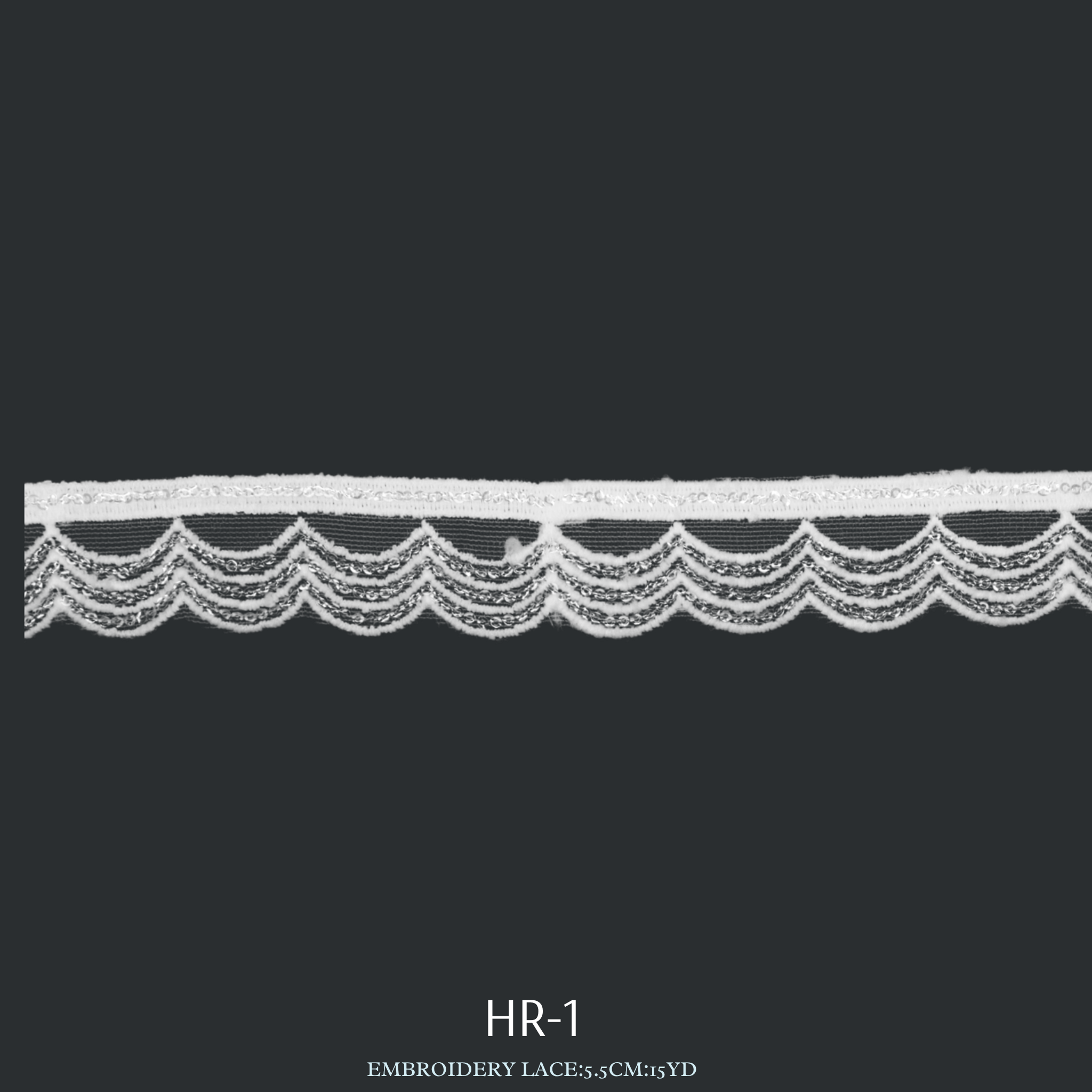 Luxury Embroidery Lace Trim 5.5cm x 15 Yards | Scalloped Design – HR-1