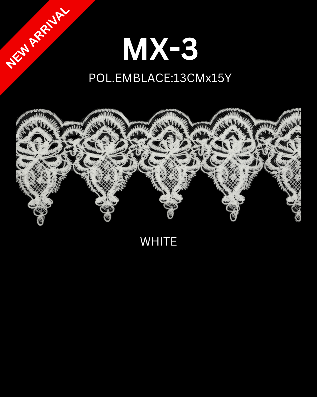 Luxury Polyester Embroidery Lace Trim 13cm x 15 Yards | Elegant Floral Design – MX-3